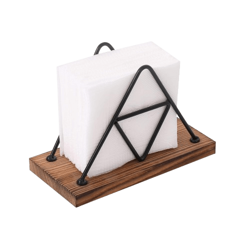 WOOD & IRON NAPKIN HOLDER (BLACK & NATURAL)